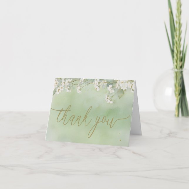 Carte De Remerciements L'amour est en fleurs : Baby Shower vert pour la m (Devant)