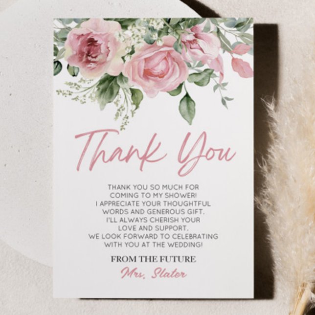 Carte De Remerciements L'amour est en fleurs Rose rose floral Fête de mar (Créateur téléchargé)