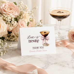 Carte De Remerciements L'amour est en train de préparer Pink Bow Café Ent