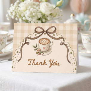 Carte De Remerciements L'amour est la préparation du café Floral Vintage 
