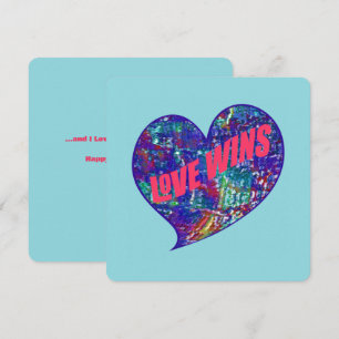 Carte De Remerciements L'amour gagne des vibrations positives Cœur d'art