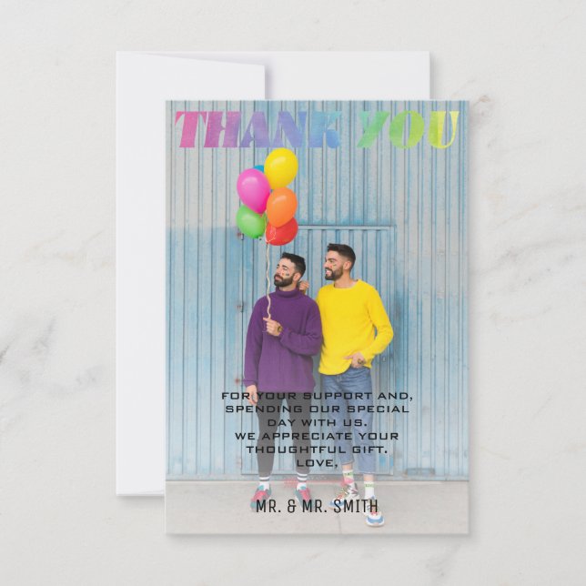 Carte De Remerciements L'amour gagne l'aquarelle Rainbow Photo (Devant)