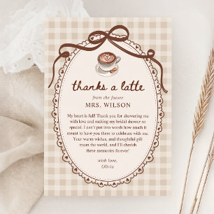 Carte De Remerciements L'amour se prépare à la Gingham Coffee Bridal Show