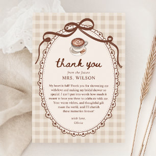 Carte De Remerciements L'amour se prépare Gingham Coffee Bridal Shower