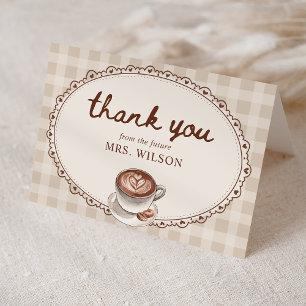 Carte De Remerciements L'amour se prépare : Gingham Coffee Bridal Shower