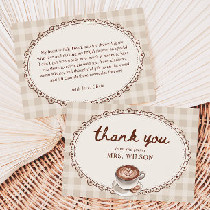 Carte De Remerciements L'amour se prépare Gingham Coffee Bridal Shower