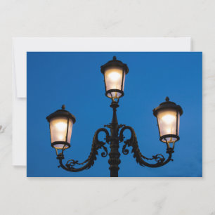 Carte De Remerciements Lampe allumée la nuit, Venise