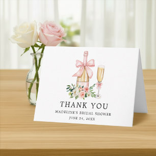 Carte De Remerciements Lancement de mariage floral ruban rose aquarelle