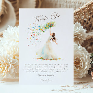 Carte De Remerciements Lancer de fleurs de mariage à l'aquarelle pour la 