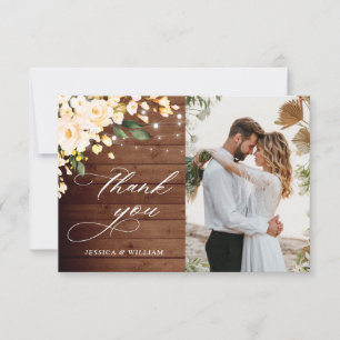 Carte De Remerciements Lanterne en bois rustique Rose