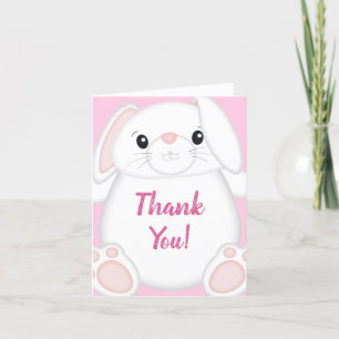 Carte De Remerciements Lapin Baby shower rose