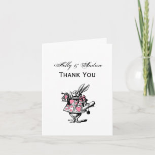 Carte De Remerciements Lapin Blanc Trompettiste Alice Av Wonderland Rose