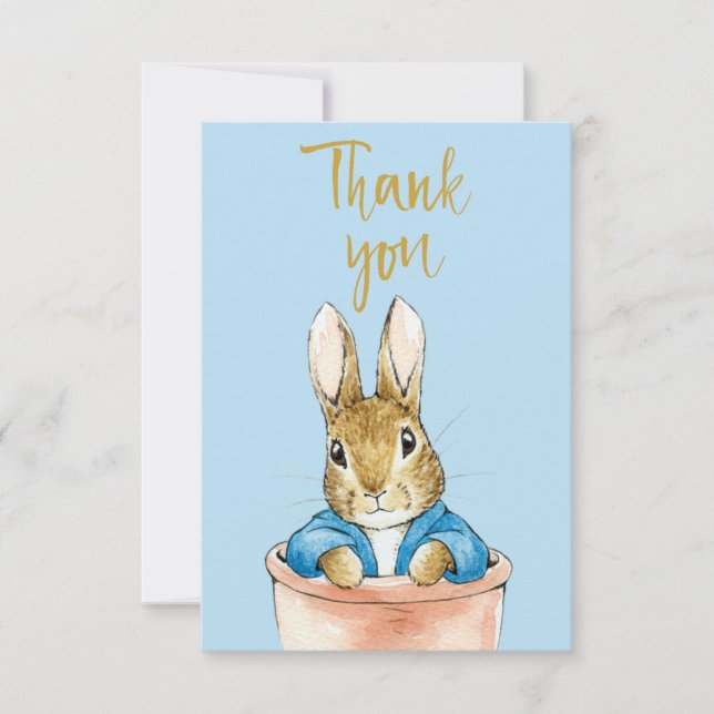Carte De Remerciements Lapin classique dans un pot de plante (Devant)