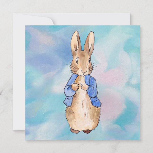 Carte De Remerciements Lapin classique dans une veste bleue (Devant)