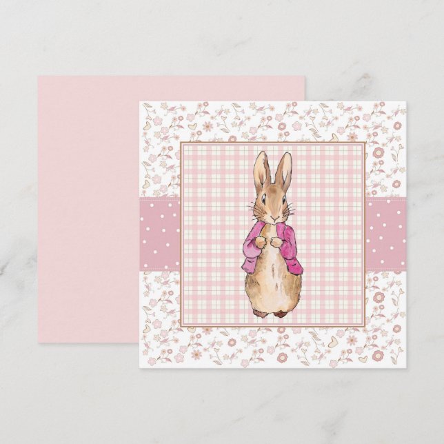 Carte De Remerciements Lapin classique dans une veste rose (Devant / Derrière)