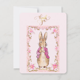 Carte De Remerciements Lapin dans une veste rose  