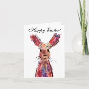 Carte De Remerciements Lapin de Pâques au joli aquarelle floral