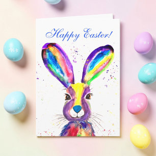 Carte De Remerciements Lapin de Pâques floral aquarelle mignon