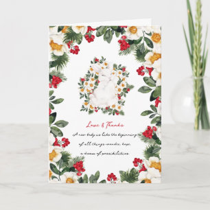 Carte De Remerciements Lapin d'hiver Floral   Remerciement Baby Shower