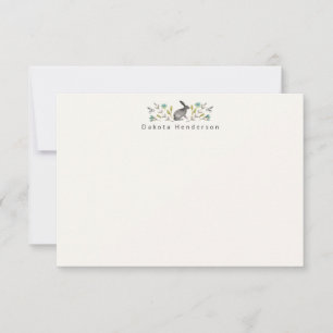 Carte De Remerciements Lapin doux peint en fleurs