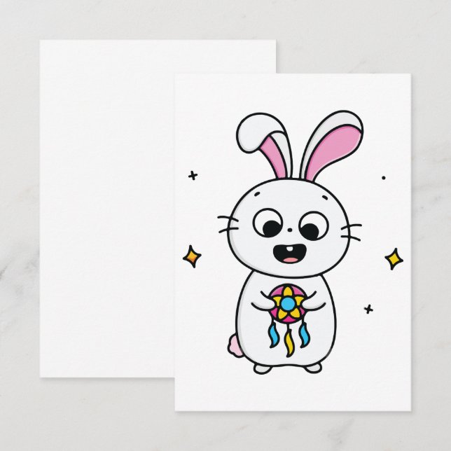 Carte De Remerciements Lapin Mignon et Drôle (Devant / Derrière)