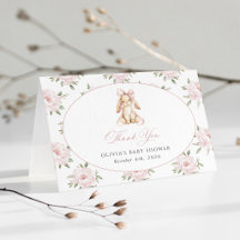 Lapin Mignon, Nœud Rose, Fleurs Roses, Baby Shower