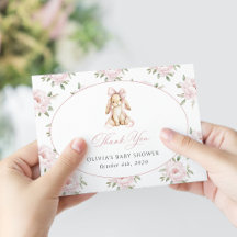 Lapin Mignon, Nœud Rose, Fleurs Roses, Baby Shower