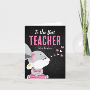 Carte de remerciements lapin mignonne pour enseign