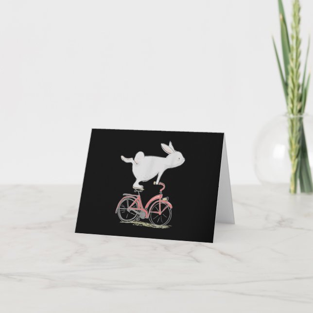 Carte De Remerciements Lapin Mignonne Sur Vélo Vélo Vélo Vélo Vélo (Devant)