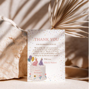 Carte De Remerciements Lapin Pastel Anniversaire Commun pour Sœur Frère