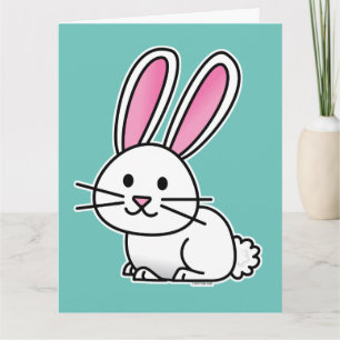 Carte De Remerciements Lapin porte-bonheur blanc velouté longue oreilles