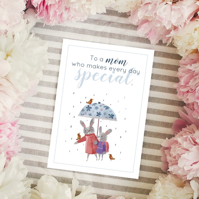 Carte De Remerciements Lapins et Robins Fête des Mères de Fille (Créateur téléchargé)