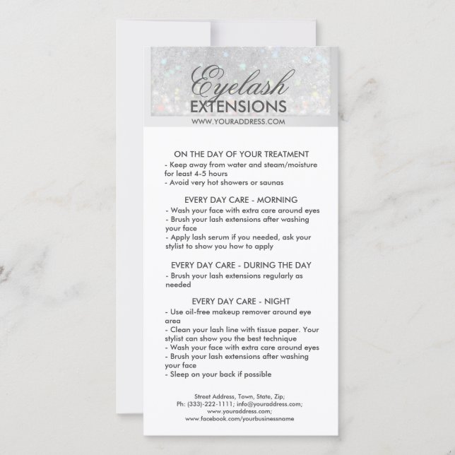 Carte De Remerciements Lash Afcare White Parties scintillant Snow Star (Devant)