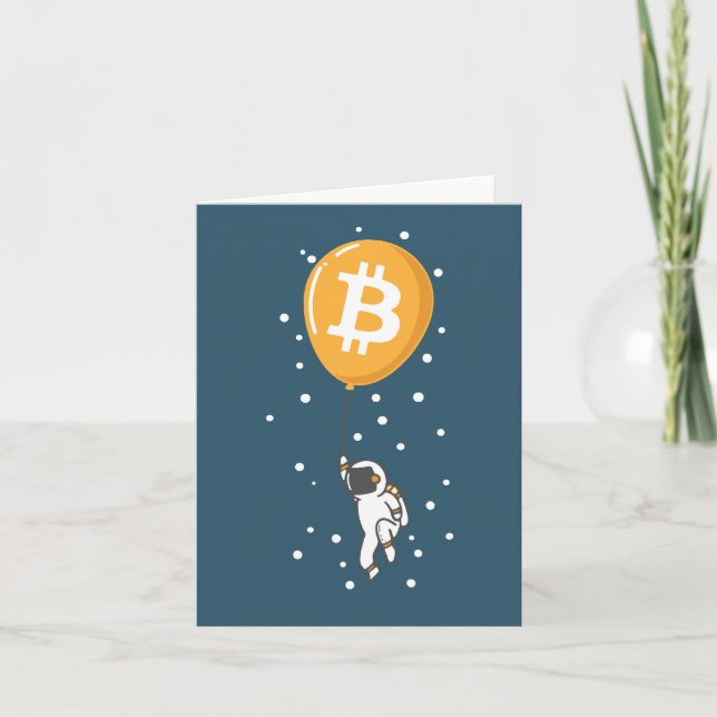 Carte De Remerciements L'astronaute Bitcoin à la lune - Btc Crypto (Devant)