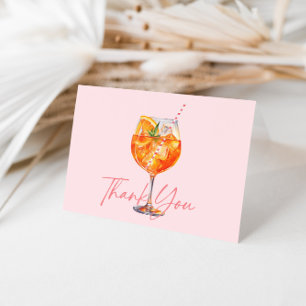 Carte De Remerciements Lavage à l'eau Rose Blush Aperol Spritz Fête de Ma