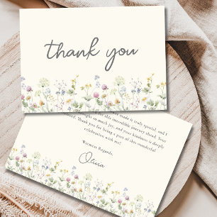 Carte De Remerciements Lavage de Mariage Fleur Sauvage Beige Coloré