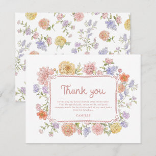 Carte De Remerciements Lavage Floral Fête de Mariée 