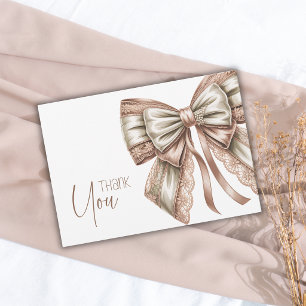 Carte De Remerciements Lavage Rose Élégant Ruban de Dentelle Perle Fille