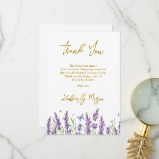 Carte De Remerciements Lavande | Bébé en Fleur Baby Shower