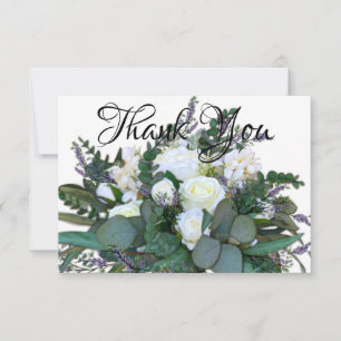 Carte De Remerciements Lavande Eucalyptus blanc roses verdure