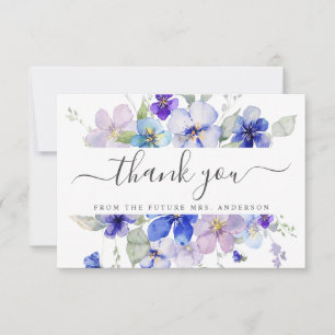 Carte De Remerciements Lavande Navy Fleur de Viola Violet Mariage