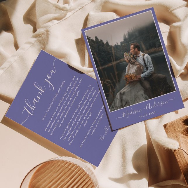 Carte De Remerciements Lavande violette moderne avec deux Mariages photo (Créateur téléchargé)
