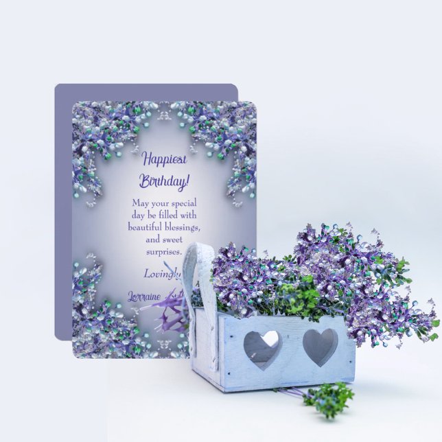 Carte De Remerciements Lavender Blue Spring Lilacs Happiest Birthday Card (Créateur téléchargé)
