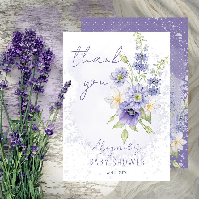 Carte De Remerciements Lavender Boho Un Petit Baby shower Fleur sauvage (Créateur téléchargé)