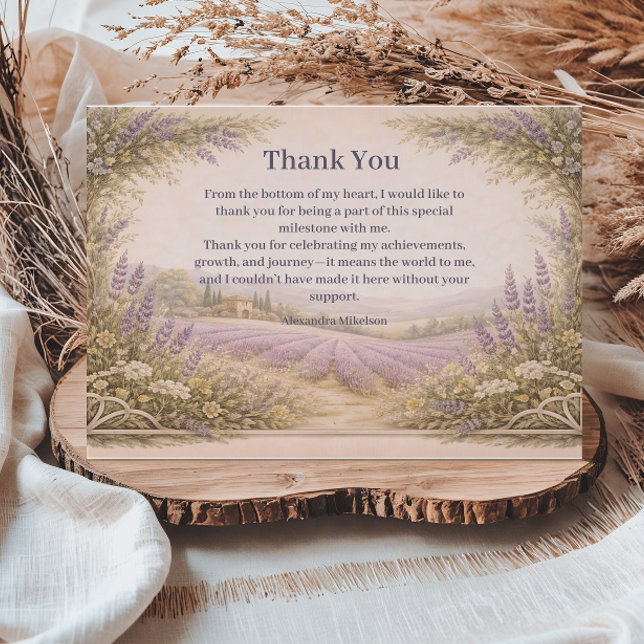 Carte De Remerciements Lavender Field Garden Birthday (Créateur téléchargé)