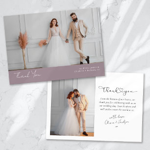 Carte De Remerciements Lavender Heart 2 Mariage de calligraphie photo