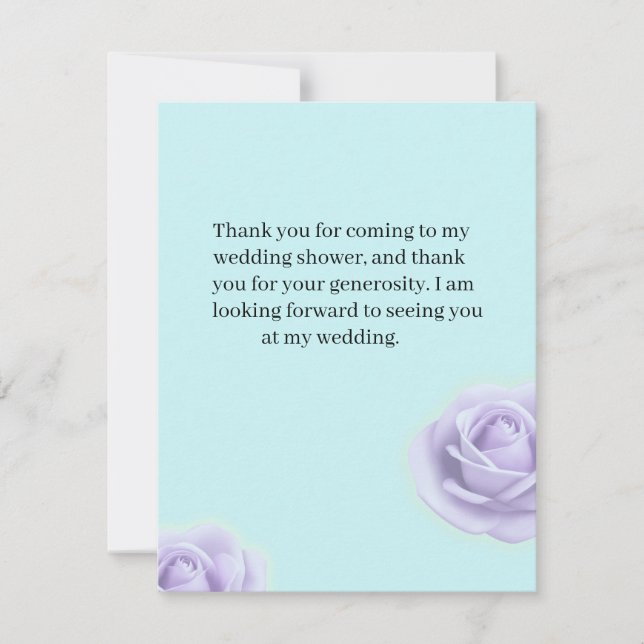 Carte De Remerciements Lavender Rose Wedding Shower Thank You Note (Devant)