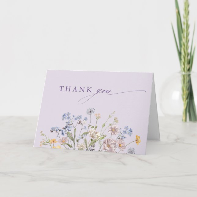 Carte De Remerciements Lavender Spring Wildflower Meadow Garden Wedding (Devant)