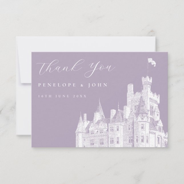 Carte De Remerciements Lavender Vintage Castle Destination Wedding  (Devant)