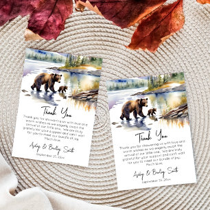 Carte De Remerciements L'aventure attend un ourson avec baby shower maman